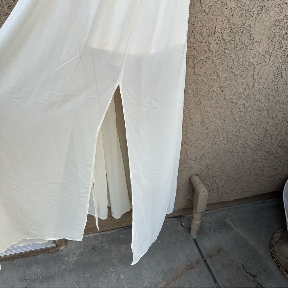 NEW Cream Open Back Strappy Maxi Dress with slit - Picture 7 of 8
